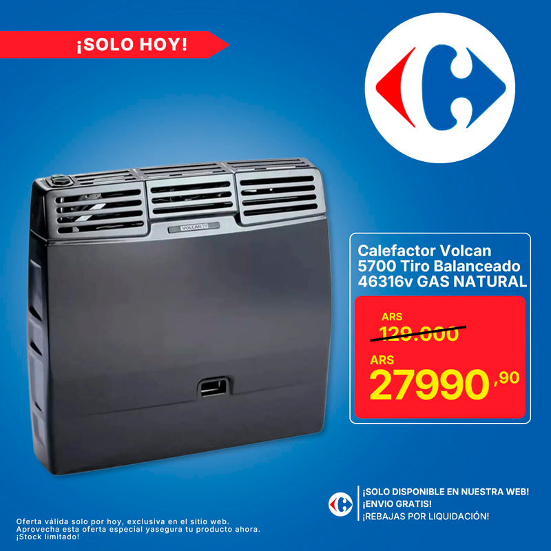 Calefactor Volcan 5700 Tiro Balanceado 46316v GAS NATURAL