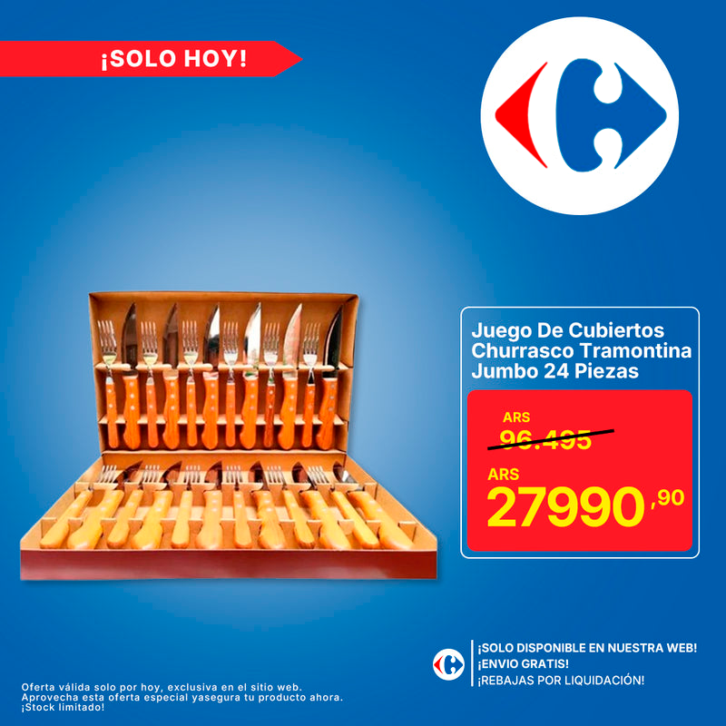 Juego De Cubiertos Churrasco Tramontina Jumbo 24 Piezas Color Marrón