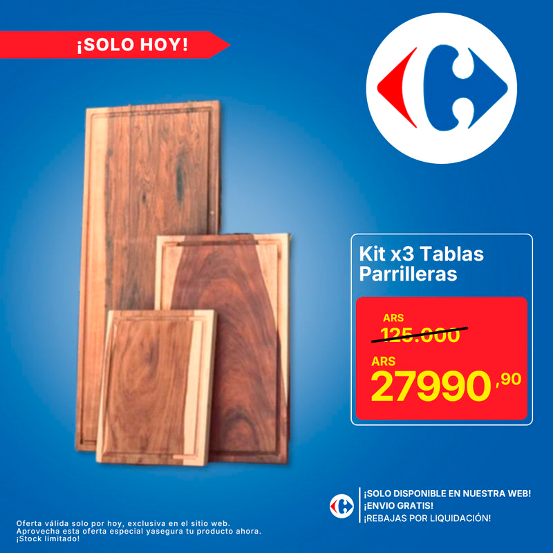 Kit x3 Tablas Parrilleras