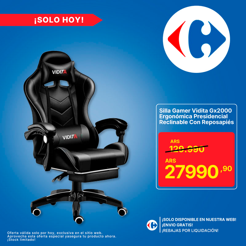 Silla Gamer Vidita Gx2000 Ergonómica Presidencial Reclinable Con Reposapiés Videojuego Pc Profesional