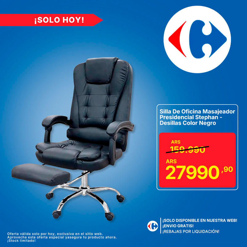 Silla De Oficina Masajeador Presidencial Stephan - Desillas Color Negro